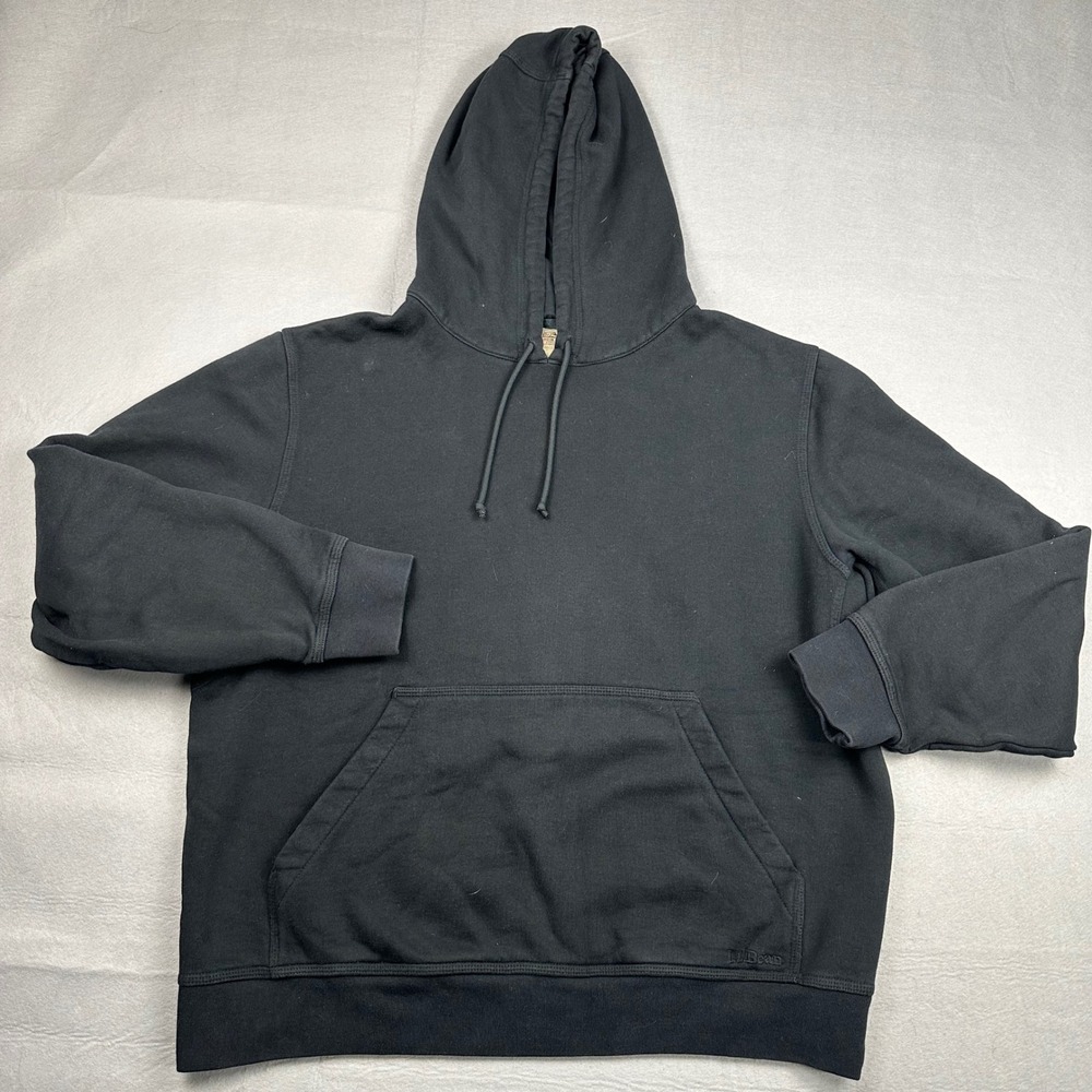 L.L. Bean Katahdin Iron Works Hoodie Sweatshirt Black Mens Medium OK5K2 Pullover